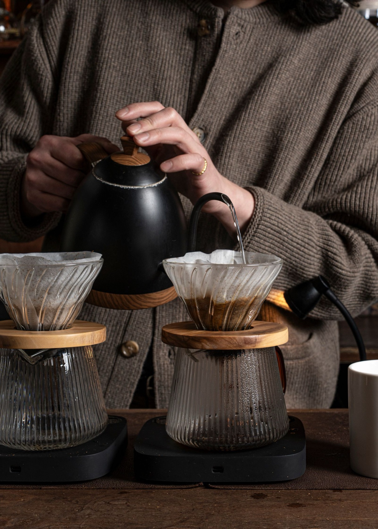 Hands holding freshly picked coffee cherries